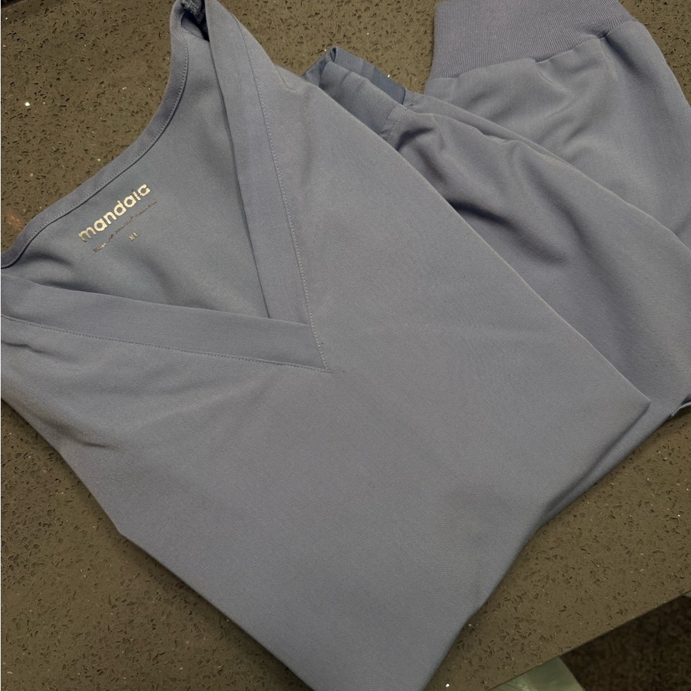 Mandala Gray Blue Scrub Set